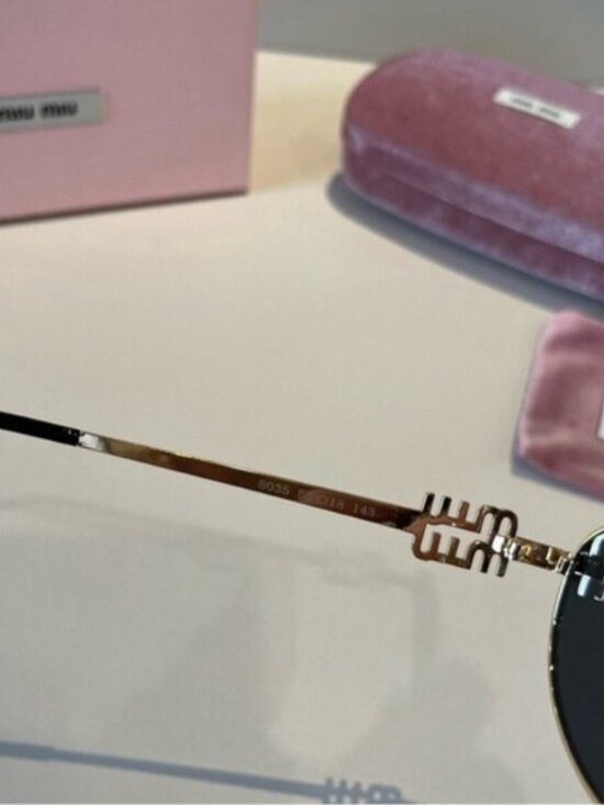 Miu Miu Gold and Black Sunglasses main image 7